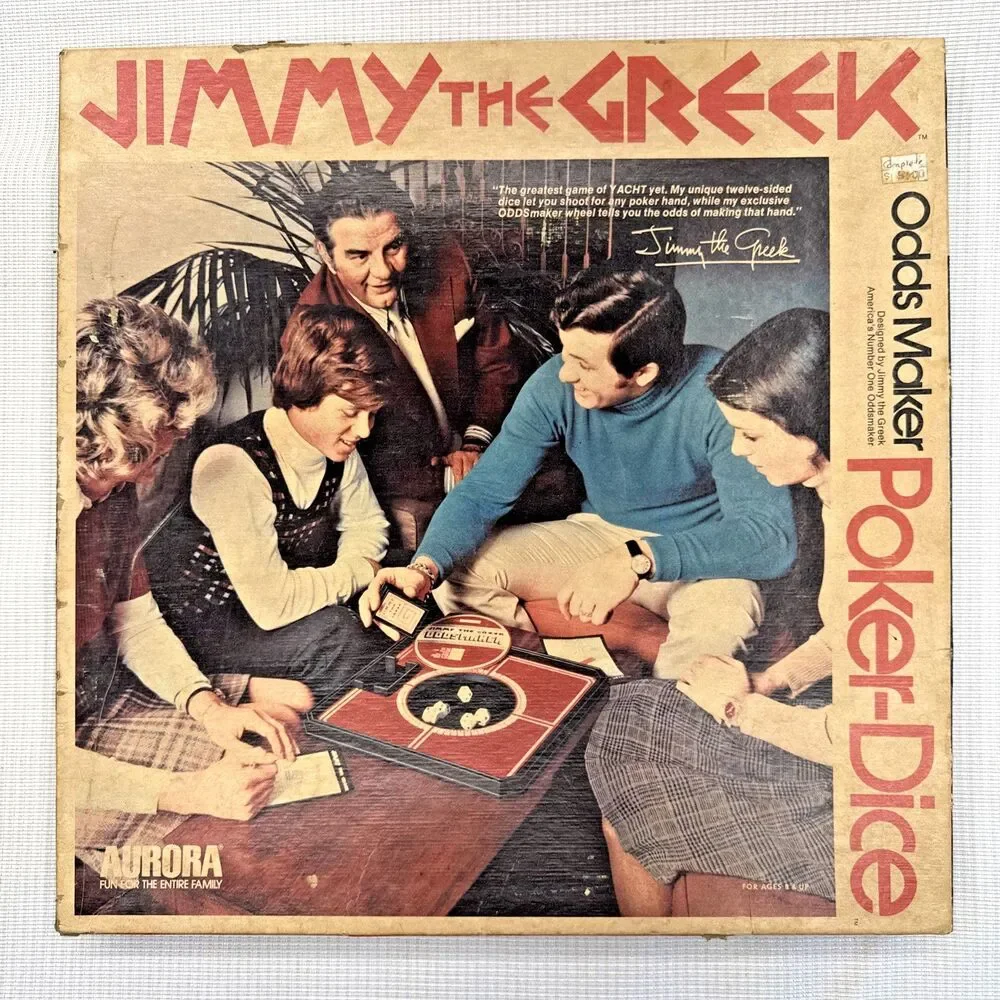 Vintage 1974 Jimmy The Greek Odds Maker Poker Dice Board Game - Complete